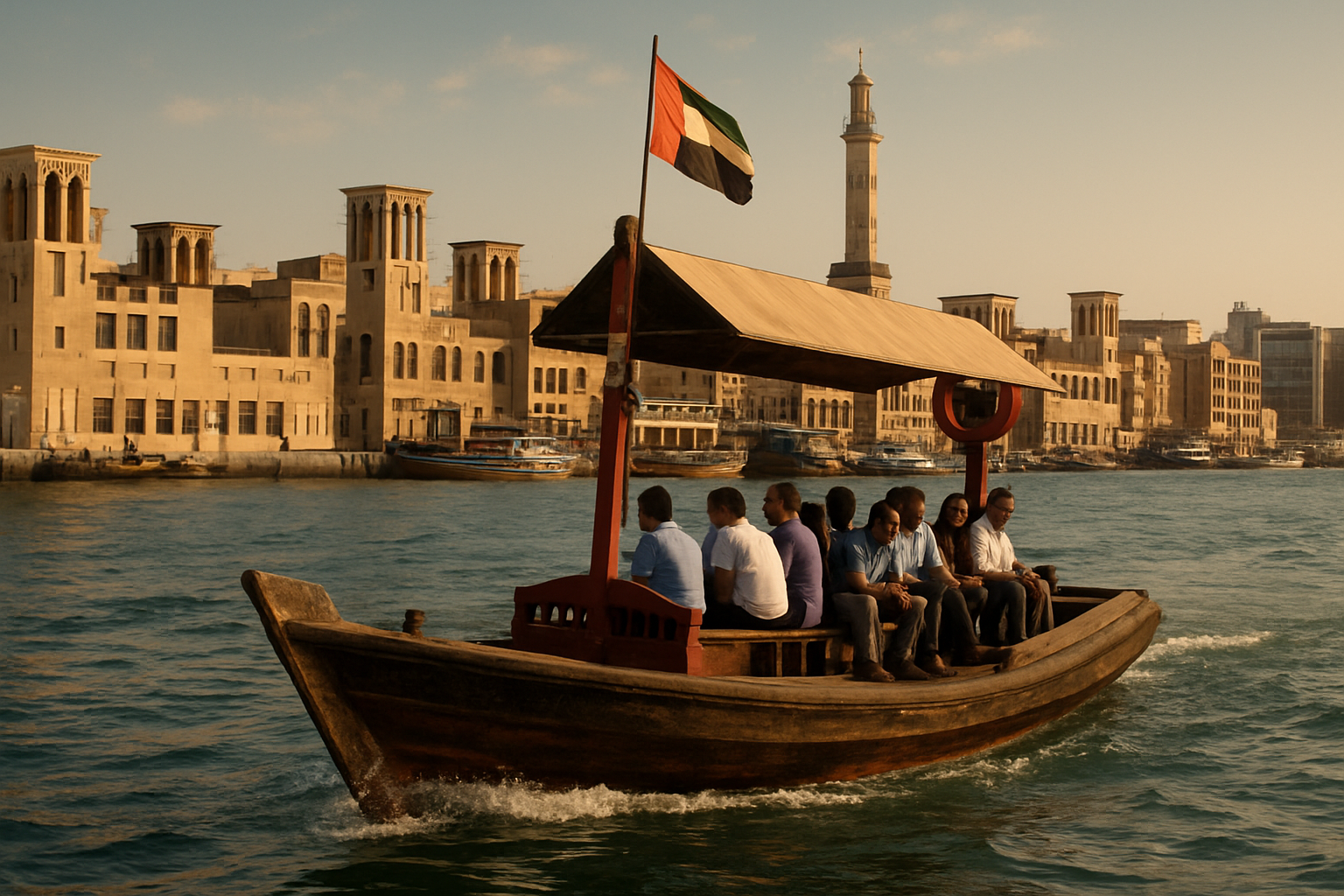 Traditional abra boat crossing the Dubai Creek