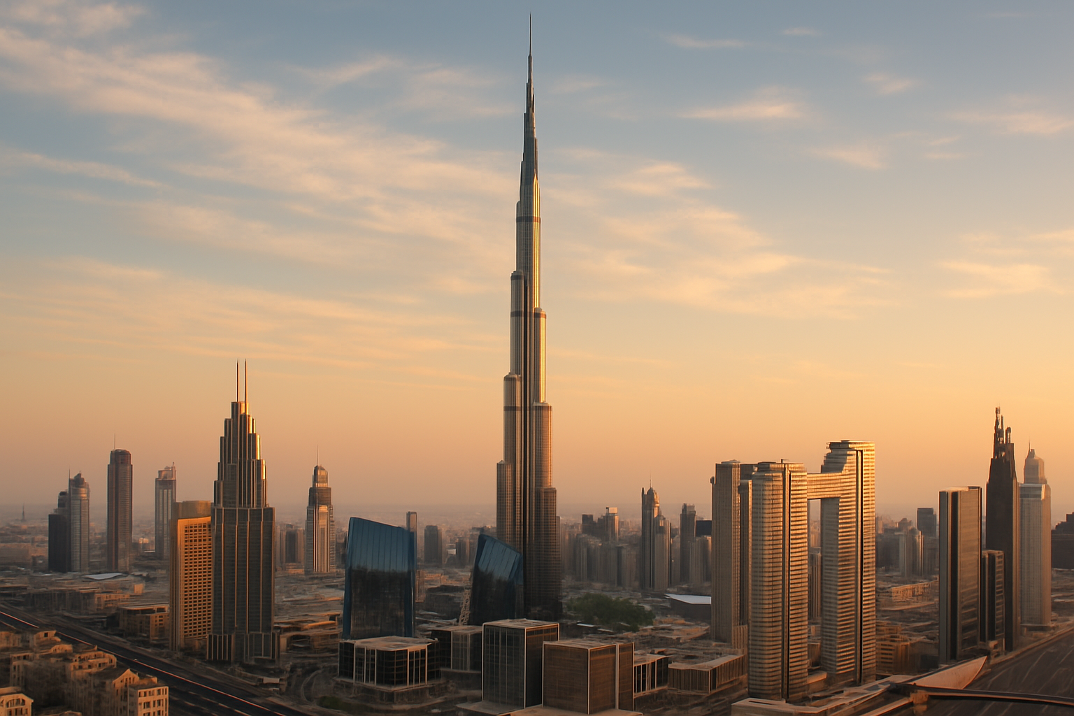Iconic Dubai skyline with Burj Khalifa